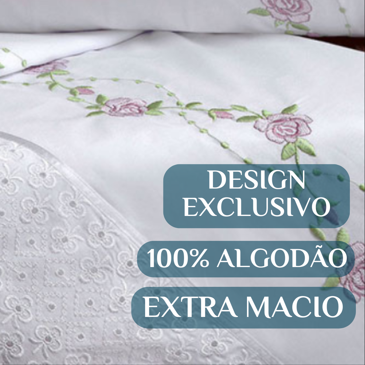 Lencol Super Queen Size Elastico Daphane 100%algodao Extra Macio Bouquet:branco - 3