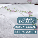 Ver imagem 3 de Lencol Super Queen Size Elastico Daphane 100%algodao Extra Macio Bouquet:branco