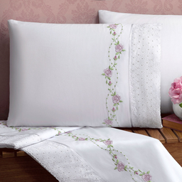 Lencol Super Queen Size Elastico Daphane 100%algodao Extra Macio Bouquet:branco - 1