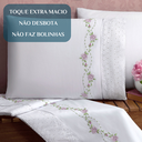 Ver imagem 4 de Lencol Super Queen Size Elastico Daphane 100%algodao Extra Macio Bouquet:branco