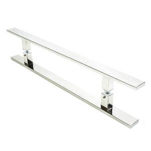 Puxador Portas Duplo Aço Inox Polido Clean 1,2 m para portas: pivotantes/madeira/vidro temperado/por