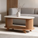 Ver imagem 3 de Mesa de Centro para Sala de Estar Orgânica Ripada Bach A05 Cinamomo Off White - Lyam Decor
