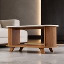Ver imagem 4 de Mesa de Centro para Sala de Estar Orgânica Ripada Bach A05 Cinamomo Off White - Lyam Decor