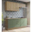 Ver imagem 1 de Armário de Cozinha Modulada Completa Reta 5 Peças 2,00m Botanic Kappesberg - Nogueira/verde Oliva