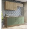 Armário de Cozinha Modulada Completa Reta 5 Peças 2,00m Botanic Kappesberg - Nogueira/verde Oliva - 1