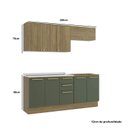 Ver imagem 2 de Armário de Cozinha Modulada Completa Reta 5 Peças 2,00m Botanic Kappesberg - Nogueira/Verde Oliva