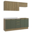 Ver imagem 2 de Armário de Cozinha Modulada Completa Reta 5 Peças 2,00m Botanic Kappesberg - Nogueira/verde Oliva