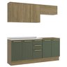 Armário de Cozinha Modulada Completa Reta 5 Peças 2,00m Botanic Kappesberg - Nogueira/verde Oliva - 2