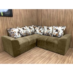 Sofá Canto Bege com Floral 607/90 Belo - 1