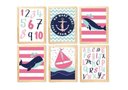 Ver imagem 1 de Kit Quadro Nautica Rosa Decorativo Quarto Menina Criança Enxoval Bebê