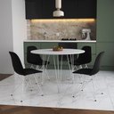 Ver imagem 1 de Mesa de Jantar Redonda 90cm Branca Clips 3 Pés com 4 Cadeiras Eames Eiffel Pretas Ferro Branco