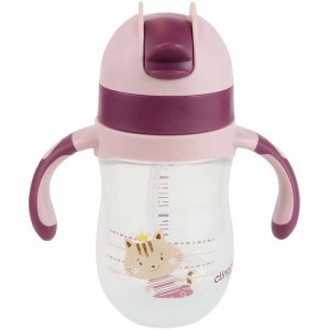 Copo Anatomico com Canudo de Silicone 220ML Clingo - GATO