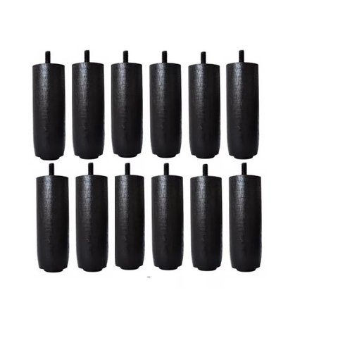 Kit de 12 Pés para Cama Box ou Baú Queen King 12 Cm de Altura Tdc Madeira Maciça Cor:preto