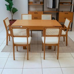Mesa Jantar Tampo Extensível 4 a 6 Lugares Dalla Costa Mdf Cor:freijó - 3