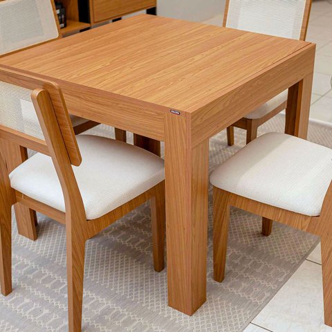 Mesa Jantar Tampo Extensível 4 a 6 Lugares Dalla Costa Mdf Cor:freijó
