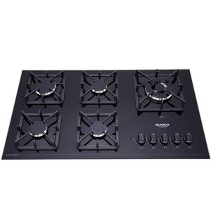 Cooktop a Gás 5 Bocas Preto Mesa de Vidro Dako Bivolt