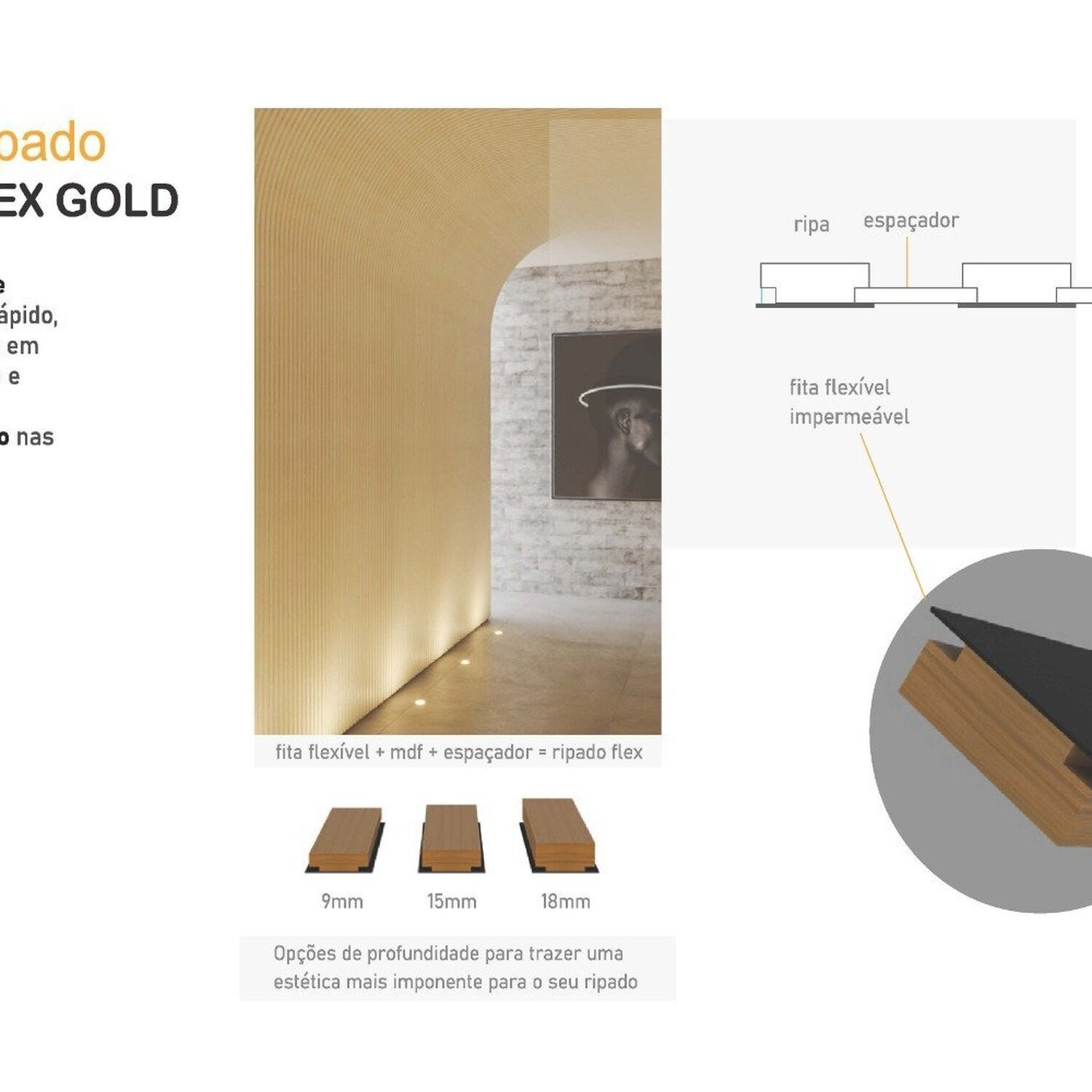 Painel Ripado Flex Gold Concept Mdf Comum 9mm Caixa P - 6