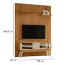 Ver imagem 2 de Kit Painel Piso-Teto Ripado Bancada Frizz 2 Portas MDF Cumaru e Opala