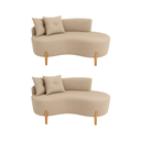 Ver imagem 1 de Kit 02 Sofá Orgânico 2 Lugares C/2 Almofadas Curvo Sala Recepção Boucle Cappuccino - Montanaris Deco