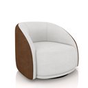 Ver imagem 1 de Poltrona Decorativa Jenny Base Giratória em Metal Preto Bouclê Branco/marrom G45 - Gran Belo