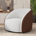 Ver imagem 2 de Poltrona Decorativa Jenny Base Giratória em Metal Preto Bouclê Branco/marrom G45 - Gran Belo