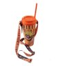 Copo com Canudo Fita Cordão Naruto Uzumaki 1000ml - Laranja - 1