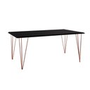 Ver imagem 3 de Conjunto De Mesa Eames Clips De Ferro Cobre Tampo Preto 135x75 6 Cadeiras Cobre Assento Preto