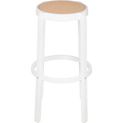 Banqueta Fitz Alta Palha Bege com Estrutura Polipropileno Branco 75 Cm - 74412