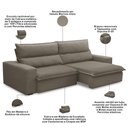 Ver imagem 3 de Sofá Retrátil Reclinável para Sala 3 Lugares 230cm Senzi F04 Veludo Marrom Claro - Lyam Decor