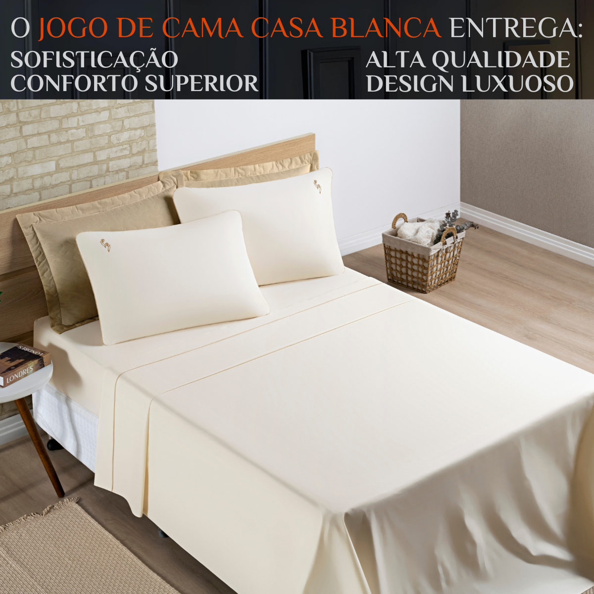 Conjunto de Lencol Casal King Size Casa Blanca 100%algodao Super Macio:palha - 2