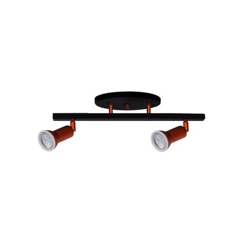 LUMINÁRIA SPOT TRILHO 2 LAMP GU10 MR16 PRETO/COBRE - 6014/2 PT/CB