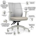 Ver imagem 2 de Cadeira de Escritório Giratória Diretor Flow F02 Base Cinza Sintético Bege - Lyam Decor