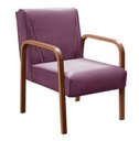 Ver imagem 2 de Poltrona Cadeira Moderna Braço Madeira Anita Veludo Roxo