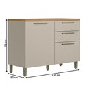 Ver imagem 3 de Balcão de Cozinha 120 Cm Atena 1 Portas 3 Gavetas 100% Mdf Jequitibá/off White Fosco - Linea Brasil