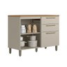 Balcão de Cozinha 120 Cm Atena 1 Portas 3 Gavetas 100% Mdf Jequitibá/off White Fosco - Linea Brasil - 2