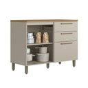 Ver imagem 2 de Balcão de Cozinha 120 Cm Atena 1 Portas 3 Gavetas 100% Mdf Jequitibá/off White Fosco - Linea Brasil