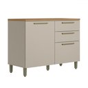 Ver imagem 1 de Balcão de Cozinha 120 Cm Atena 1 Portas 3 Gavetas 100% Mdf Jequitibá/off White Fosco - Linea Brasil