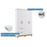 Guarda Roupa Infantil 4 Portas e 2 Gavetas Jujuba Nature/branco - Permóbili Baby - 3