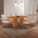 Ver imagem 1 de Mesa de Jantar Eloise 180cm Tampo MDF Canto Copo Laminado e 6 Cadeiras Lorena