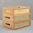 Ver imagem 6 de Kit 3 caixas organizadoras empilháveis de bambu e palhinha 32cm - Oikos