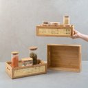 Ver imagem 7 de Kit 3 caixas organizadoras empilháveis de bambu e palhinha 32cm - Oikos