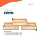 Ver imagem 2 de Kit 3 caixas organizadoras empilháveis de bambu e palhinha 32cm - Oikos