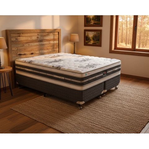 Cama Castor Queen Silver Star Air Double Face Tecnopedic 158x198x61 + Box Castor
