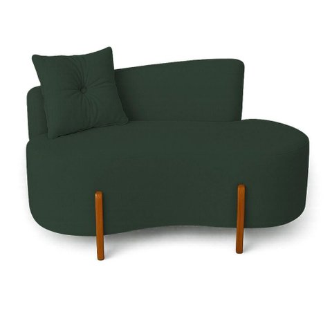 Sofá Orgânico Divã Boucle com Pés de Madeira 7 Decor Verde Escuro