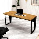 Ver imagem 1 de Mesa Escrivaninha 1,60m X 0,70m Industrial Pés Metálicos F5 Cor:freijó com Preto