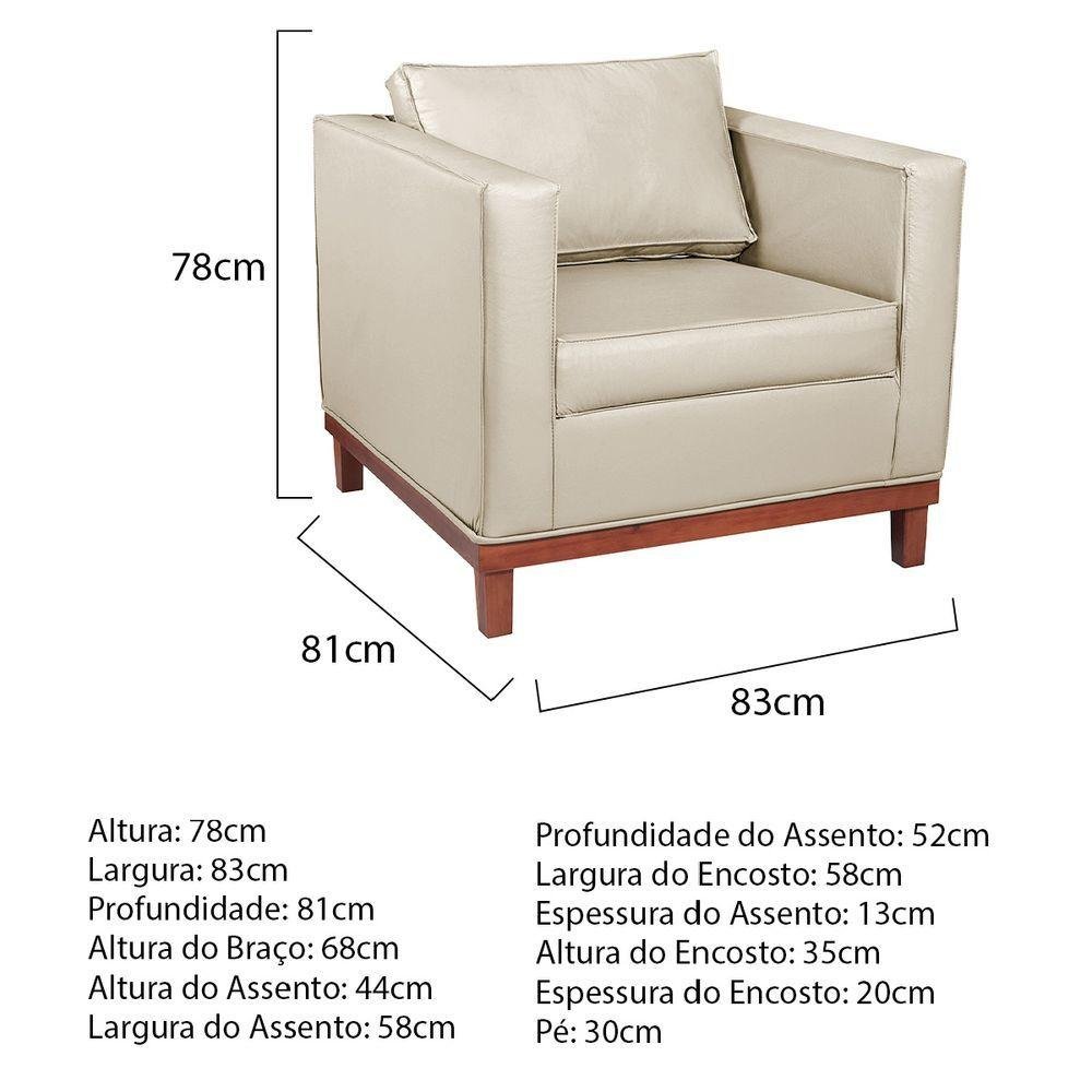 Kit Sofá 2 e 3 Lugares e 2 Poltronas Europa 180 Cm Corano - Amarena Móveis Bege - 13