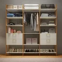 Ver imagem 1 de Guarda Roupa Closet 3 Torres 217,2cm Off White/freijó/gold Tw404