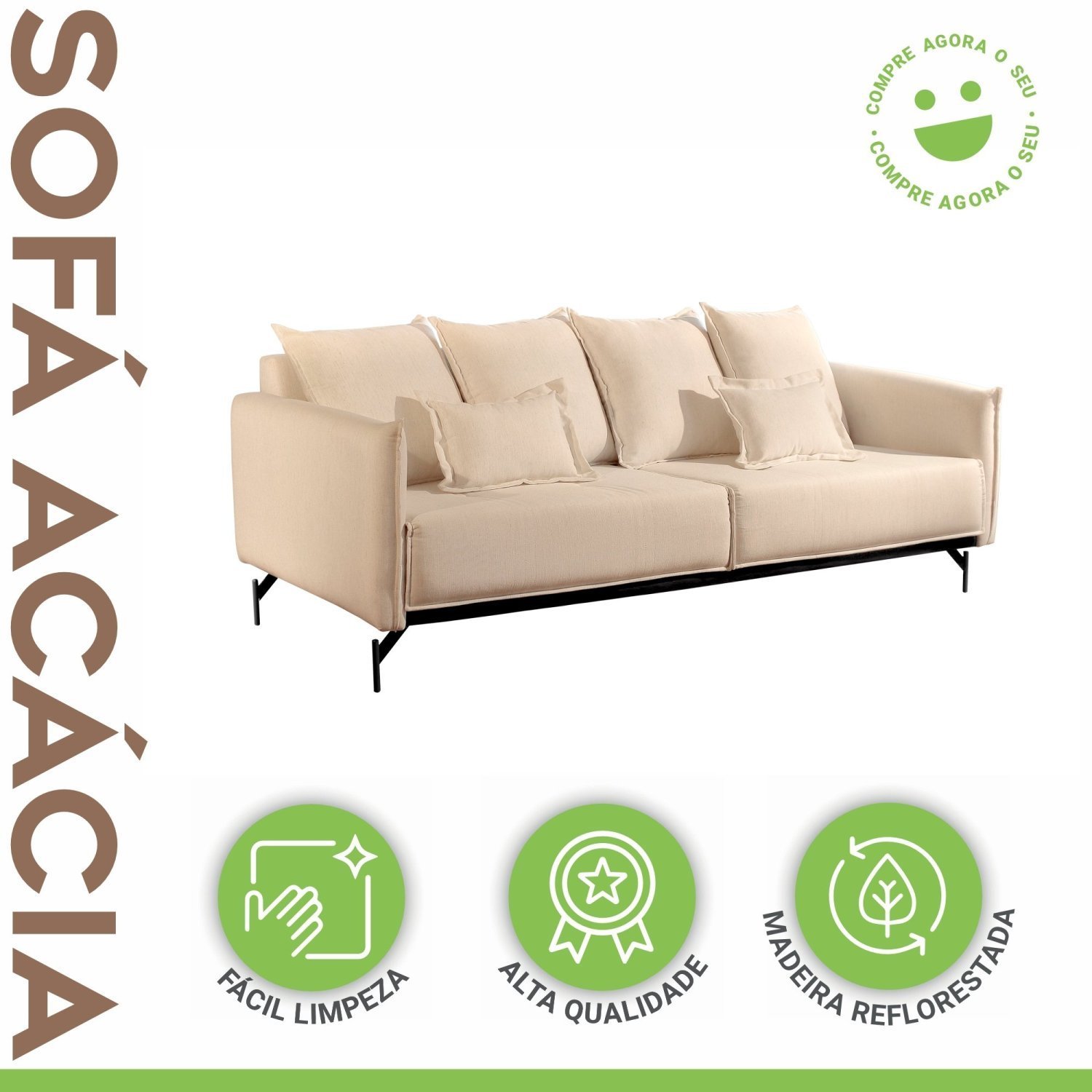 Sofa Acacia 2 Lugares Mm Top 160cm Molas Bonel - 2