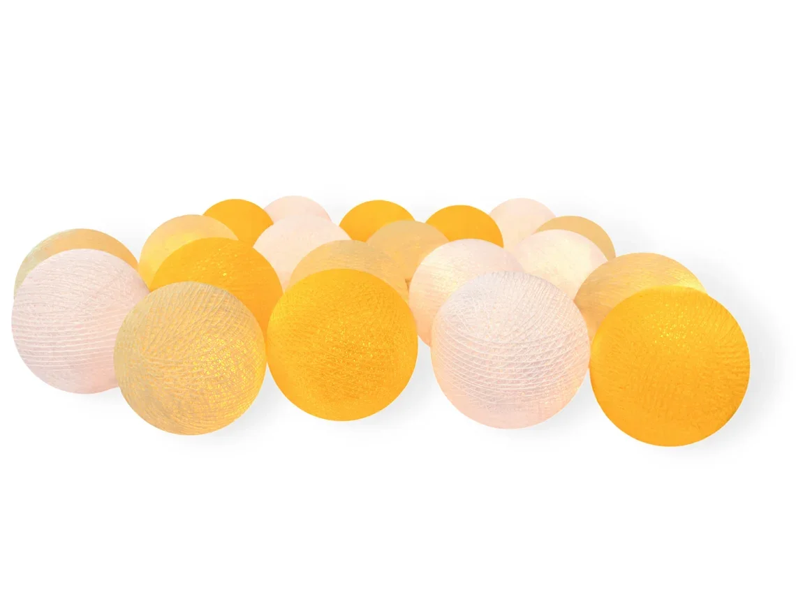 Bolinhas de Luz Cormilu Led, À Pilha, 20 Bolas (amarelo e Branco) 2.8m - 2