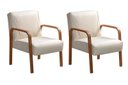 Ver imagem 1 de Kit 2 Poltronas Anita Conjunto Cadeiras Moderna Braço Madeira Bege Claro 080